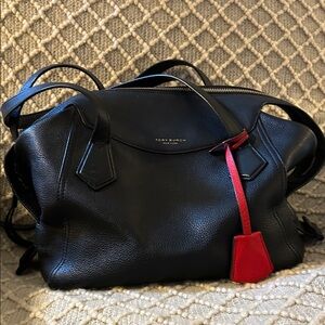 Tory Burch Perry Black Bag with Red Accent